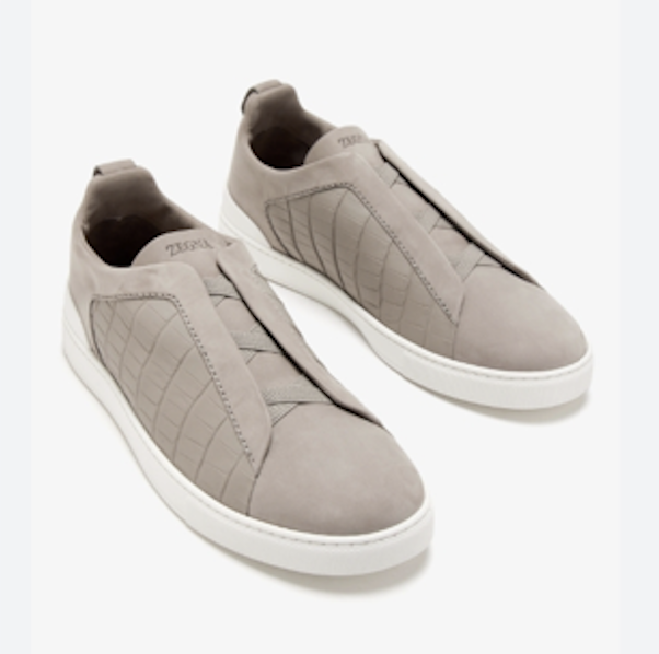 Zegna Triple Stitch Beige Crocodile Loafer